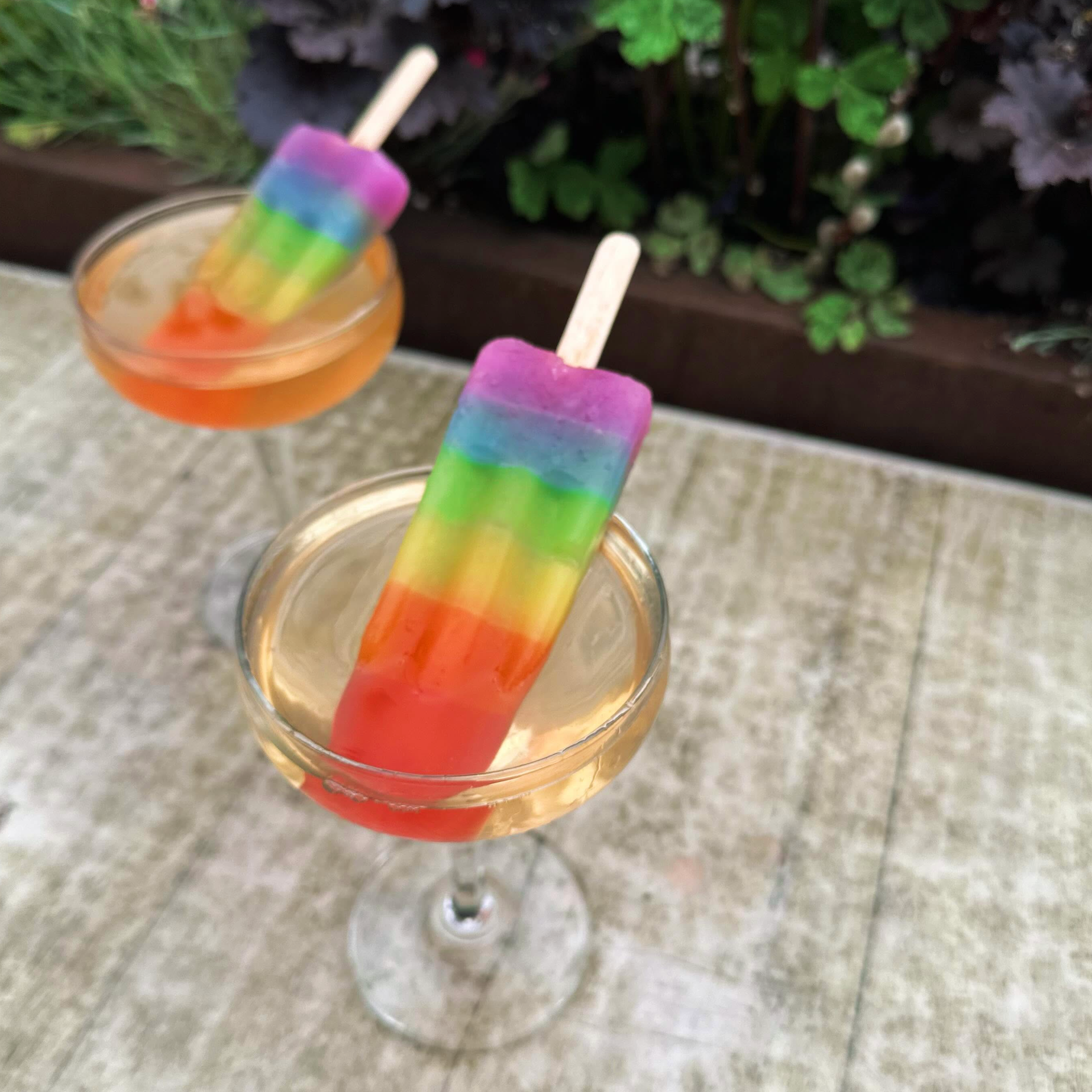 Rainbow Champagne JohnnyPops at The Twisted Tail.