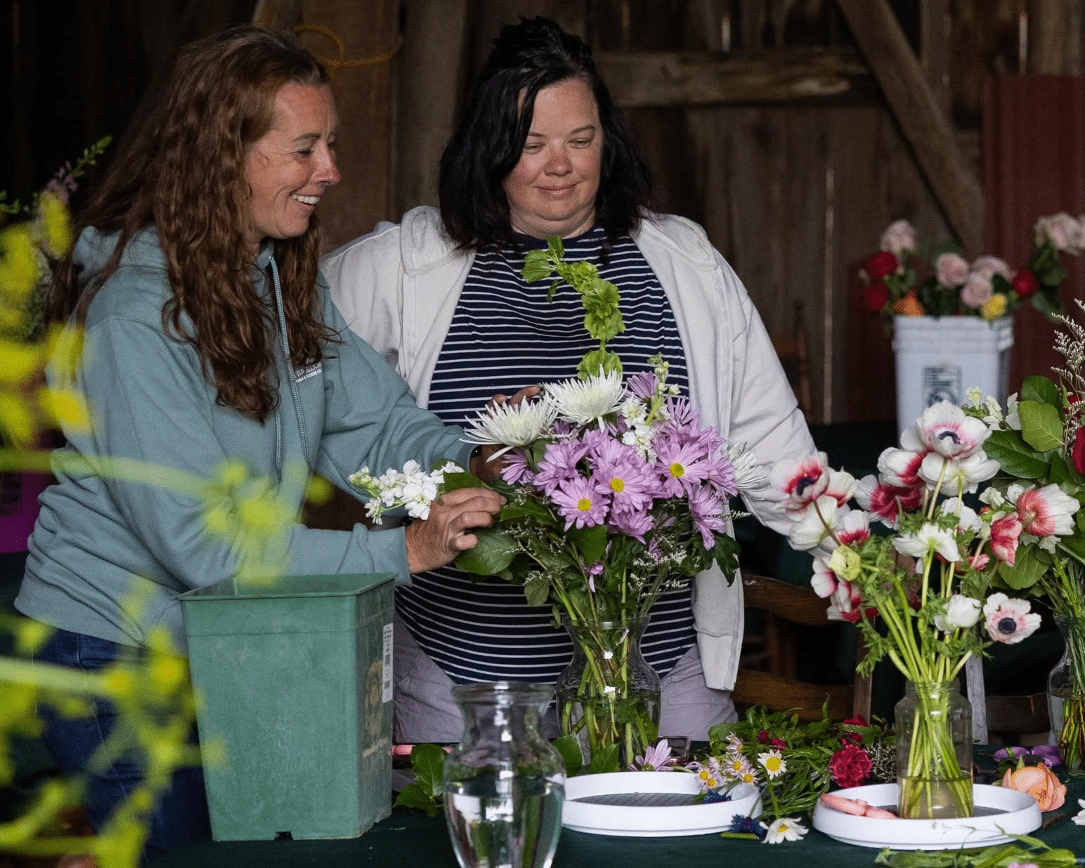 Flower arranging class at By the Bloom Farm & Flower Co. in Milton, PA.