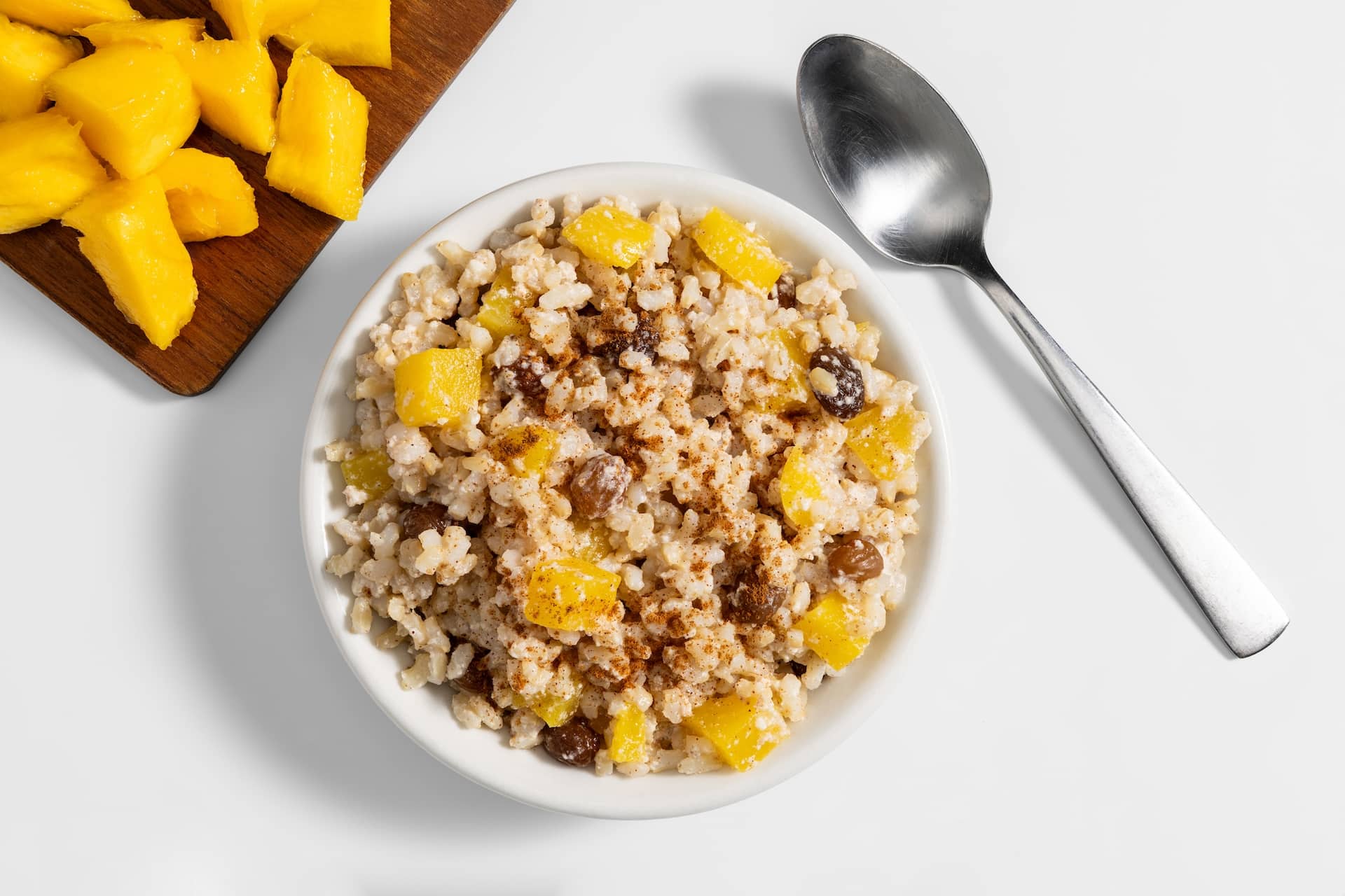 Nourish PA mango rice breakfast bowl.