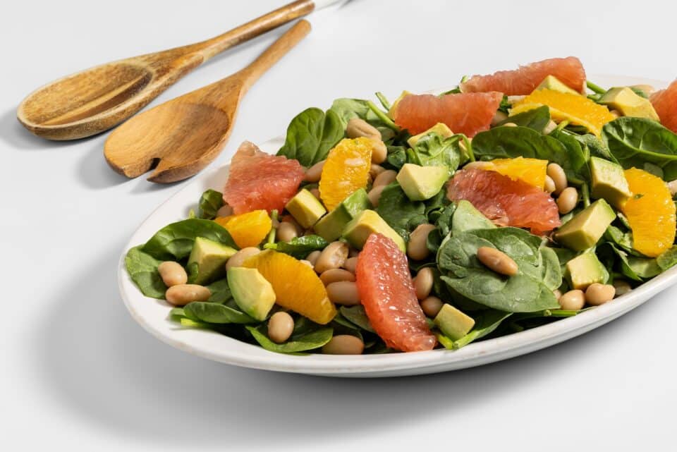 Nourish PA citrus avocado bean salad.