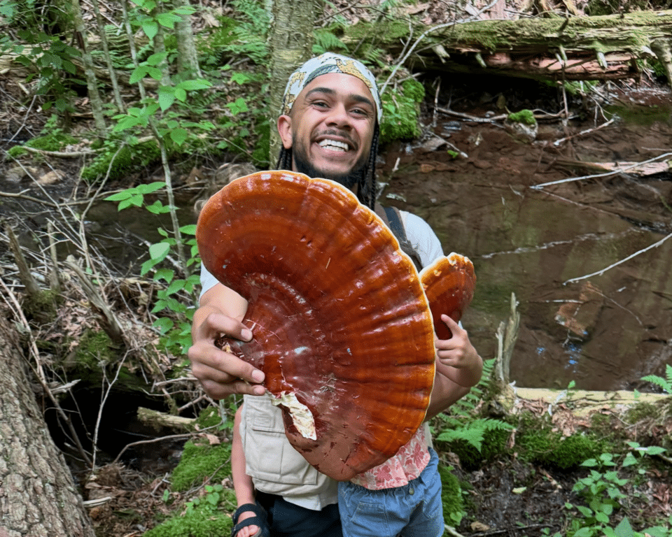 Padilla-Brown and his kids forage Ganoderma.