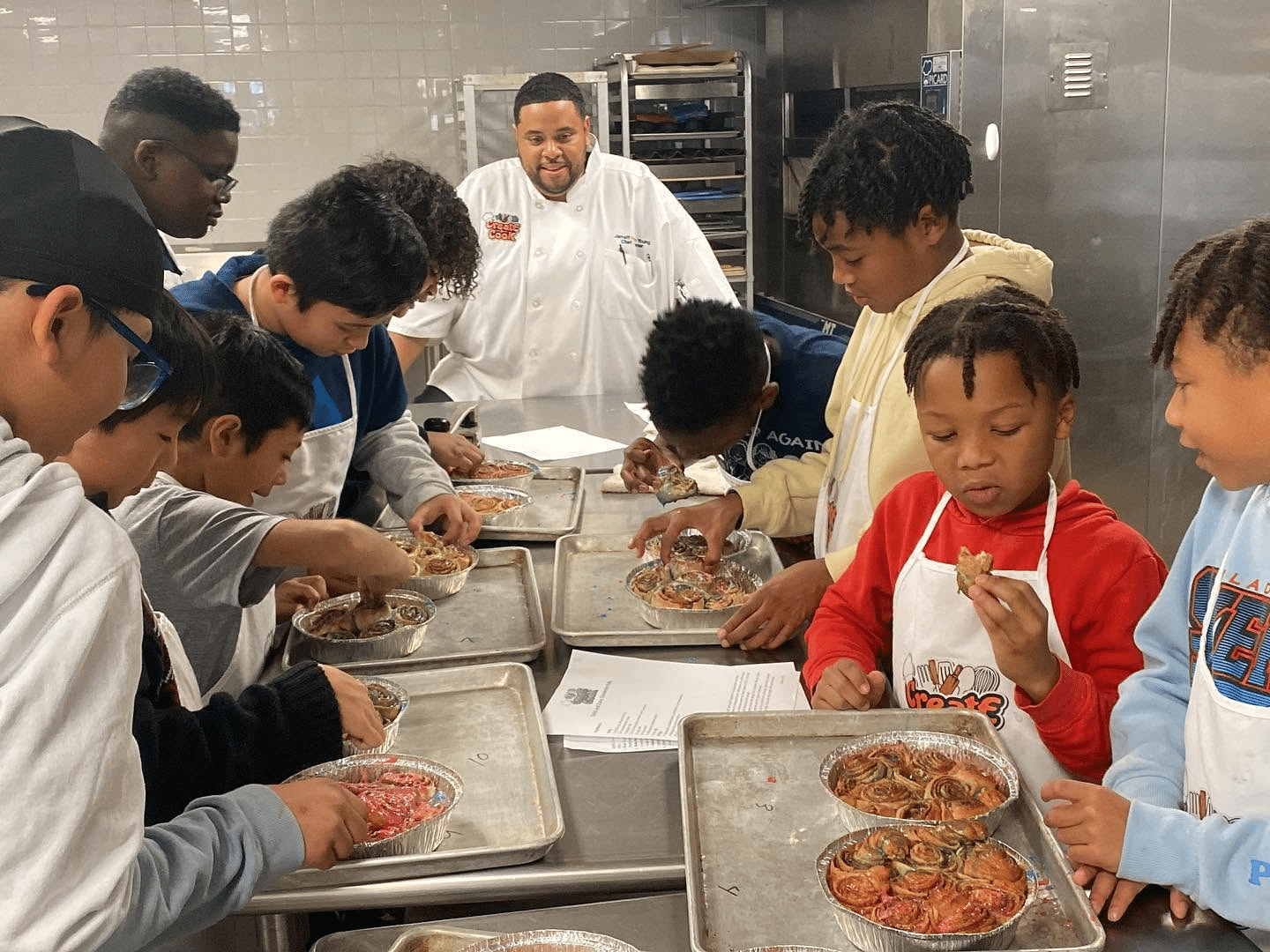 Young and campers at Create-a-Cook.