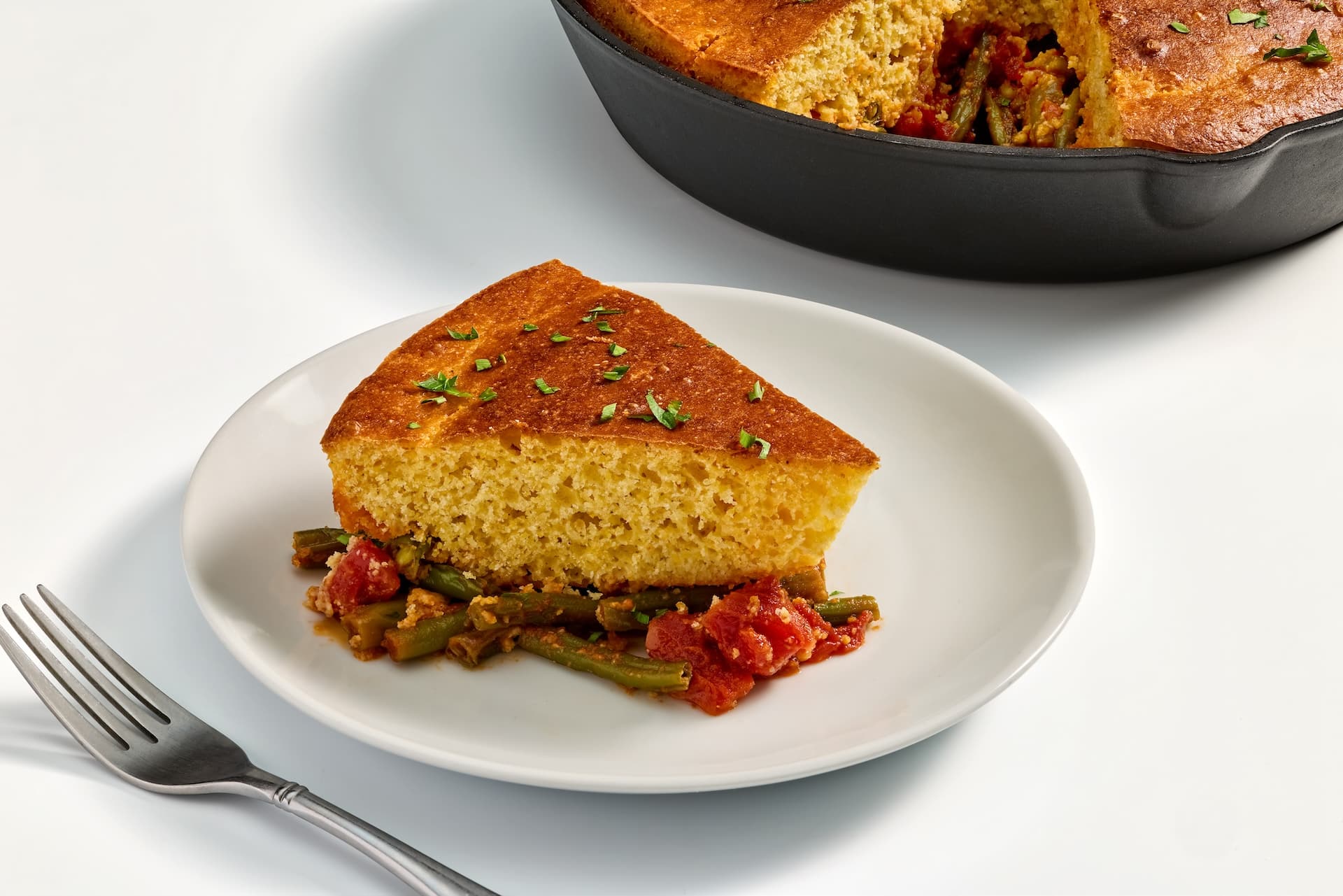 Nourish PA green bean and cornbread skillet.