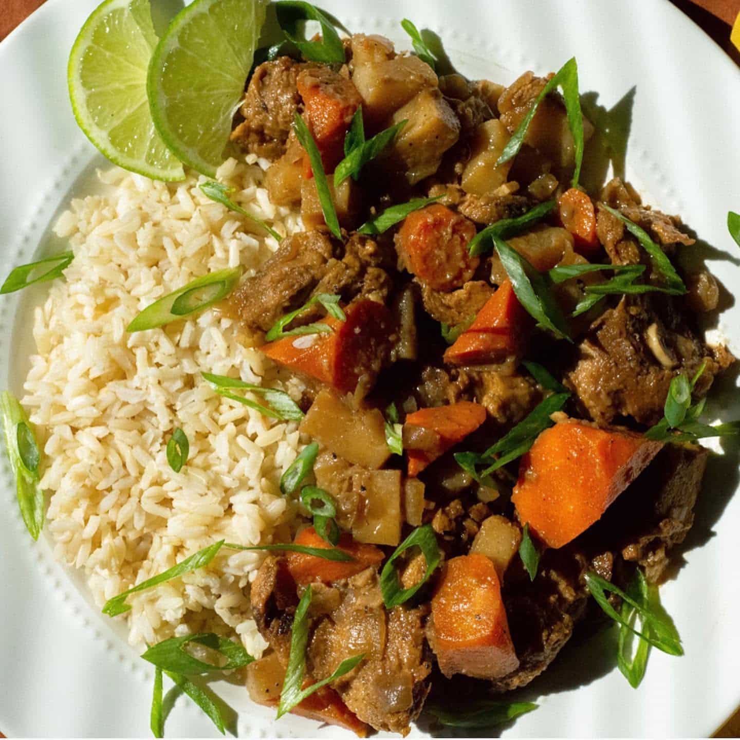 Veganized chicken adobo made with Self-Reliant Seitan chick'n.