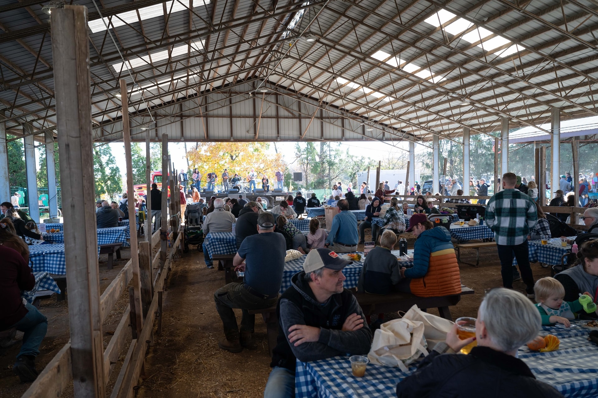 Diners at tables at Good Food Fest.