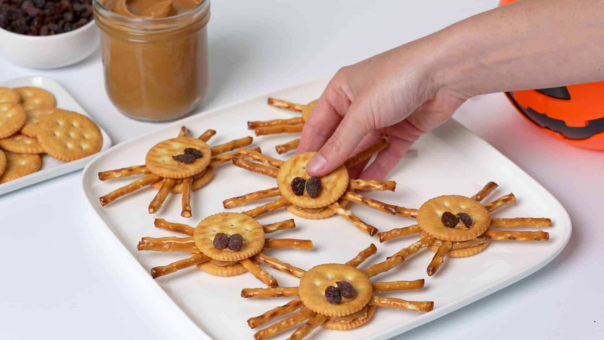 Nourish PA Halloween spider crackers.