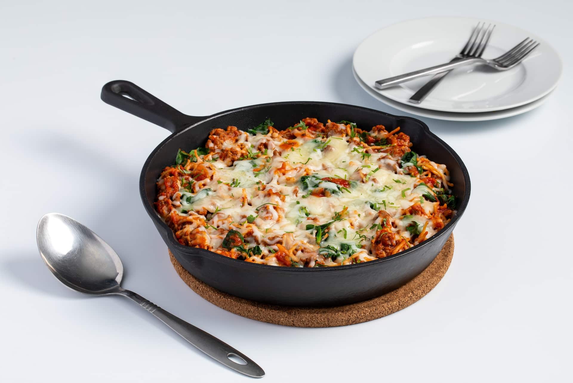 Cheesy baked spaghetti from Nourish PA.